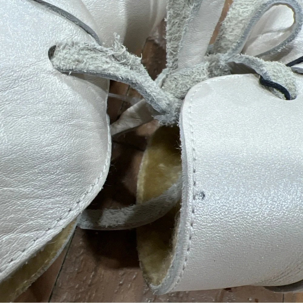 Donsje Amsterdam Pina Leather Boots 18-24 Months Metallic Off White Faux Fur